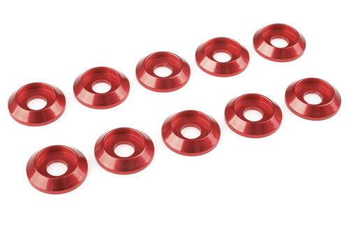 Team Corally - Aluminium Washer - for M5 Flat Head Screws - OD=12mm - Red - 10 pcs