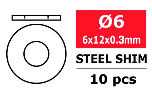 Team Corally - Steel Metric Shim - 6,0x12x0,3mm - 10 pcs