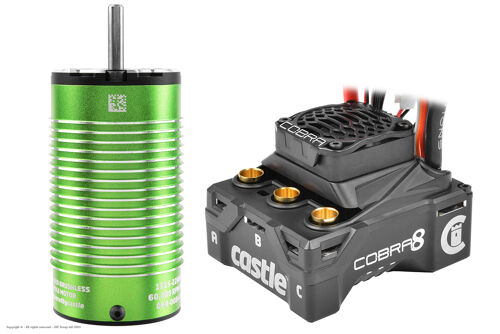 Castle Creations - COBRA-8 - Sensored-Sensorless Car ESC Car ESC - 2-6S - w/ 1515-2200KV Sensored Motor - 1/8 MT - 2-6S