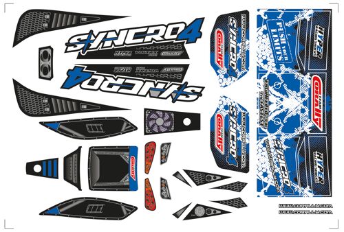 Team Corally - Body Decal Sheet - Syncro 4 - Pre-Cut - Blue Color - 1 Pc