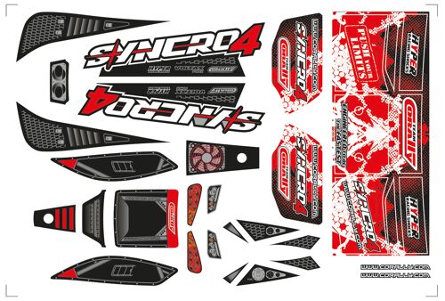 Team Corally - SYNCRO 4 - Decal sheet - Red - 1 pc
