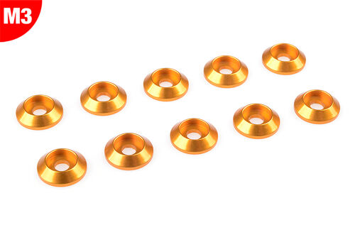 Team Corally - Aluminium Washer - for M3 Button Head Screws - OD=10mm - Gold - 10 pcs