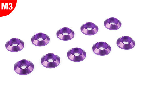 Team Corally - Aluminium Washer - for M3 Button Head Screws - OD=10mm - Purple - 10 pcs