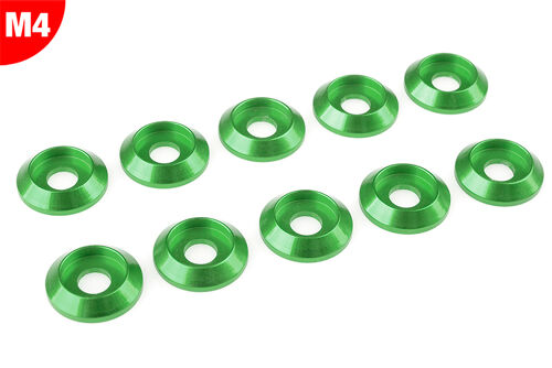 Team Corally - Aluminium Washer - for M4 Button Head Screws - OD=12mm - Green - 10 pcs