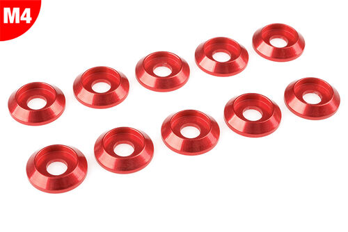 Team Corally - Aluminium Washer - for M4 Button Head Screws - OD=12mm - Red - 10 pcs