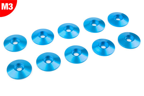 Team Corally - Aluminium Washer - for M3 Button Head Screws - OD=15mm - Blue - 10 pcs