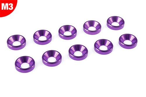 Team Corally - Aluminium Washer - for M3 Flat Head Screws - OD=8mm - Purple - 10 pcs