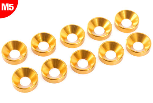 Team Corally - Aluminium Washer - for M5 Flat Head Screws - OD=12mm - Gold - 10 pcs