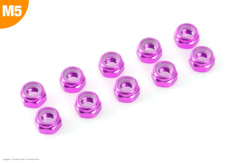 Revtec - Aluminium Nylstop Nut - M5 - Purple - 10 pcs