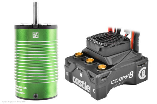 Castle Creations - COBRA-8 - Sensored-Sensorless Car ESC Car ESC - 2-6S - w/ 1512-2650KV V2 Sensored Motor - 1/8 GT - 2-6S