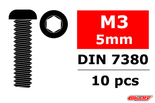 Team Corally - Steel Screws M3 x 5mm - Hex Button Head - 10 pcs
