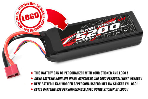 Private Label - Power Racing 60C - 5200MAH - 2S - 7,4V - T-Plug - Semi-Soft Case
