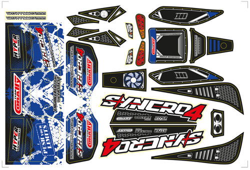 Team Corally - Body Decal Sheet - Syncro - Pre-Cut - Blue Color - 1 Pc