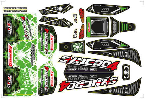 Team Corally - Body Decal Sheet - Syncro - Pre-Cut - Green Color - 1 Pc