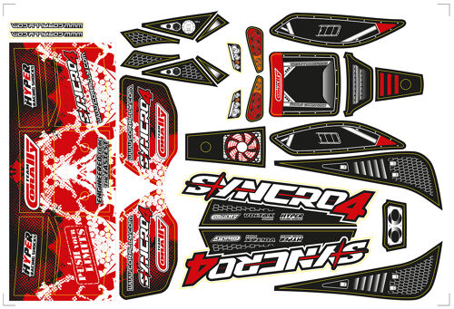 Team Corally - Body Decal Sheet - Syncro - Pre-Cut - Red Color - 1 Pc