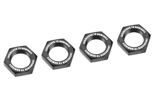 Team Corally - Wheel Nut - Serrated - Aluminum - Black - 4 Pcs