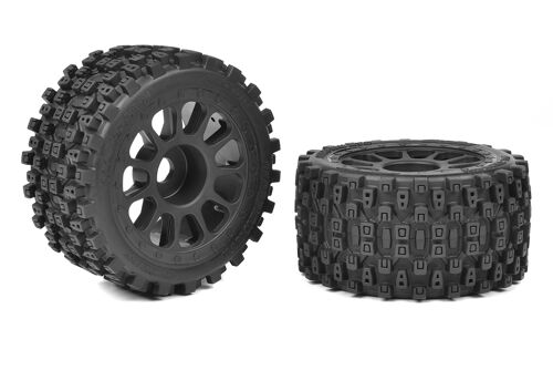 Team Corally - 1-8 Buggy Tires - Scorpion XTB - Rear Wide - Glued on Black Rims - Off-Set 2WD - 1 Pair