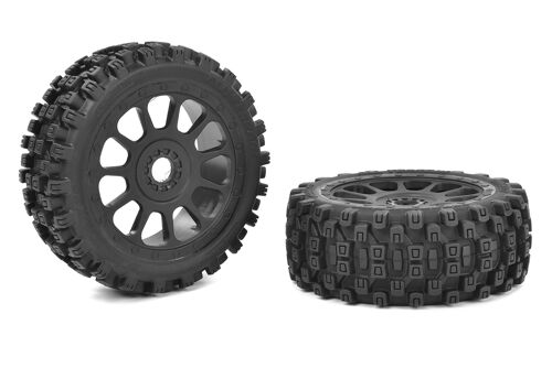 Team Corally - 1-8 Buggy Tires - Scorpion XTB - Front - Glued on Black Rims - Off-Set 2WD - 1 Pair