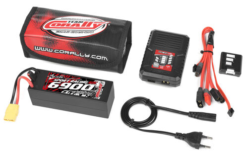 Team Corally - Energy Pack - Lipo 50C - 6700Mah - 4S - XT-90 - Hard Case + Racer 50 - 2-4S AC Charger + Lipo Safety Bag + Charge-Balance Lead