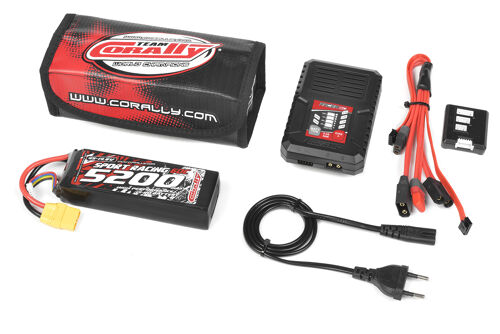 Team Corally - Energy Pack - Lipo 60C - 5200MAH - 4S - XT-90 - Semi-Soft Case + Racer 50 - 2-4S AC Charger + Lipo Safety Bag + Charge-Balance Lead