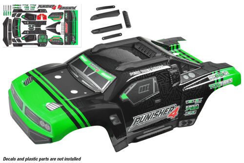 Team Corally - Polycarbonate Body - Punisher 4 - Painted - Cut - Decals - Color Blue - 1 Pc