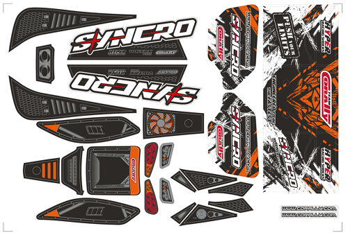 Team Corally - Body Decal Sheet - Syncro - Pre-Cut - Orange Color - 1 Pc