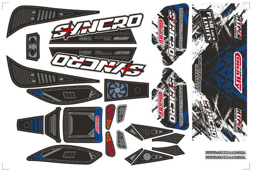 Team Corally - Body Decal Sheet - Syncro - Pre-Cut - Blue Color - 1 Pc