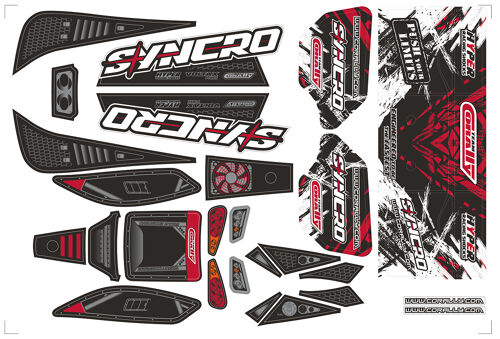 Team Corally - Body Decal Sheet - Syncro - Pre-Cut - Red Color - 1 Pc