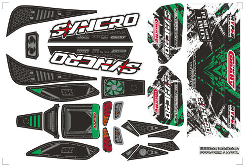 Team Corally - Body Decal Sheet - Syncro - Pre-Cut - Green Color - 1 Pc