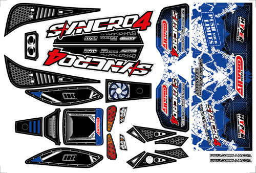 Team Corally - Body Decal Sheet - Syncro 4 - Pre-Cut - Blue Color - 1 Pc