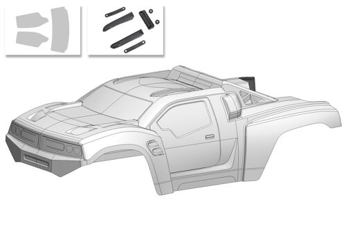 Team Corally - Polycarbonate Body - Punisher XD - Clear - Cut - Decals - 1 Pc