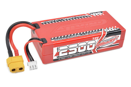 Team Corally - Sport Racing 50C LiPo Battery - 2500mAh - 7.4V - Shorty 2S - XT-60 - Suitable for Punisher XD and Furago XD