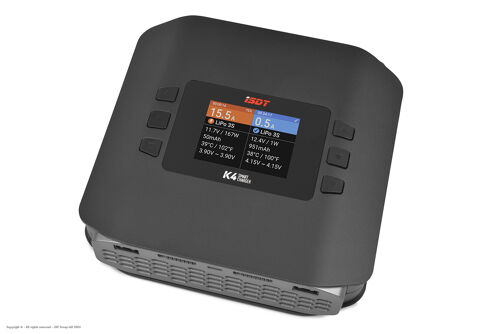 ISDT - K4 - AC/DC Duo Charger - 1-7S (x2) - AC 400W (x2) - DC 600W (x2) - 20A - BC 1.5A
